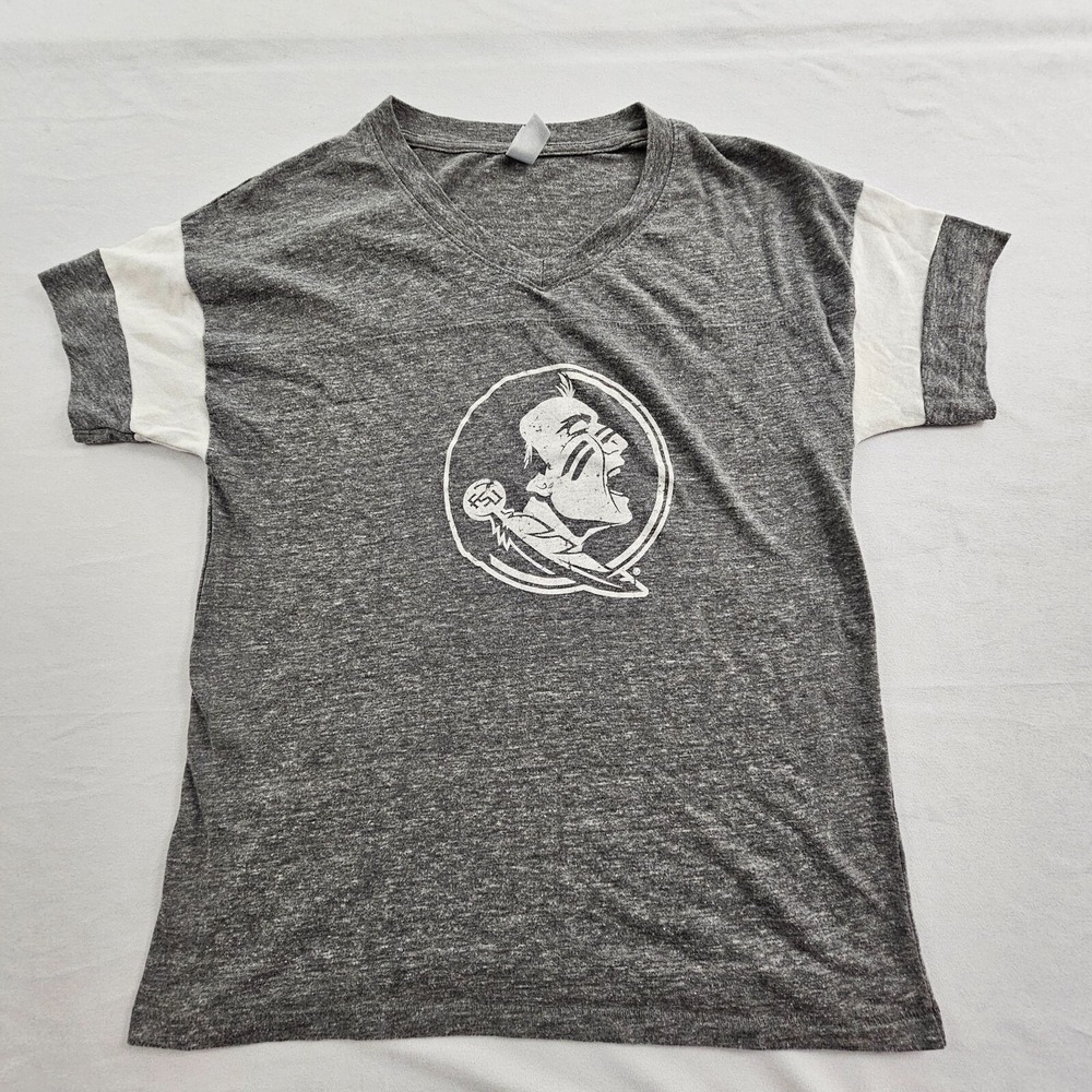 Florida State Seminoles Gray Short Sleeve V-Neck T-Shirt Women's S
